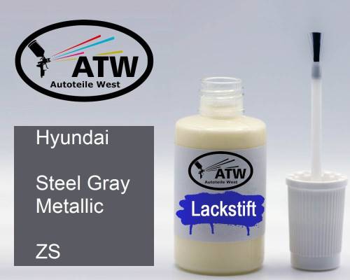 Hyundai, Steel Gray Metallic, ZS: 20ml Lackstift, von ATW Autoteile West.